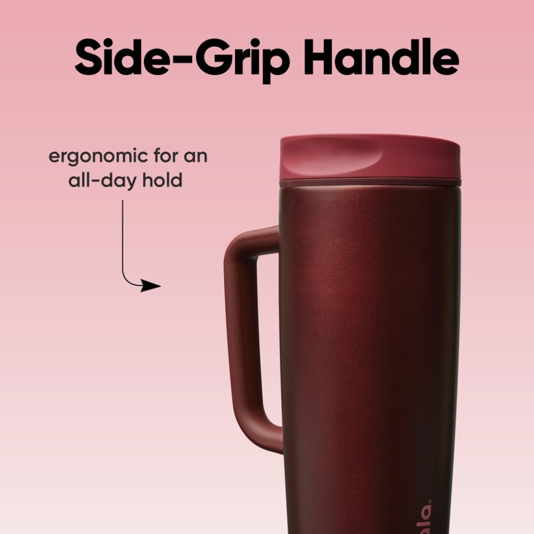 Owala SmoothSip Slider Travel Mug - 24 oz Stainless Steel, Leak Proof, Insulated for Hot & Cold Drinks - Black Cherry