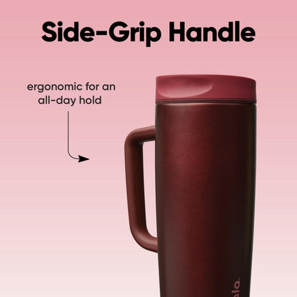 Owala SmoothSip Slider Travel Mug - 24 oz Stainless Steel, Leak Proof, Insulated for Hot & Cold Drinks - Black Cherry