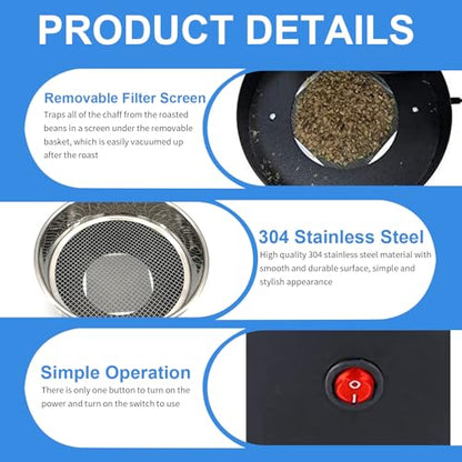 Coffee Bean Cooling Tray with Chaff Collection - Stainless Steel Roasting Cooler for Home Cafe