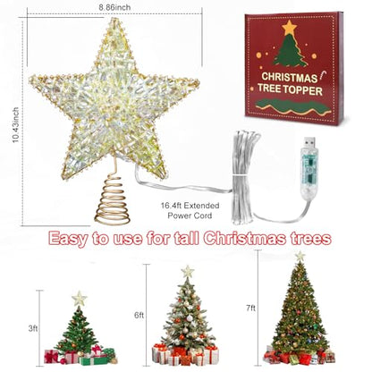 9-Inch Gold and White Christmas Tree Topper with Remote, Color Changing & Music Sync