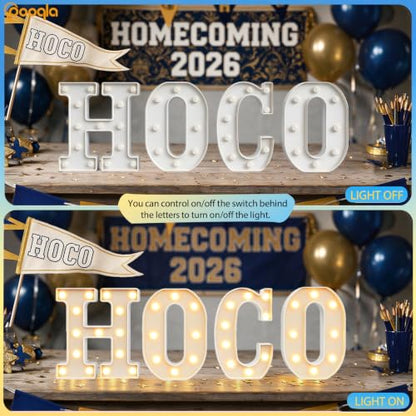 Warm White HOCO Marquee Letters Homecoming Decorations 8.7 Inch Tall