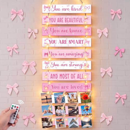 Hanging Photo Display with Lights and Remote for Girls Room Decor