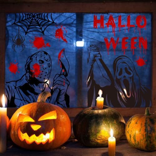 Red Halloween Window Cling Stickers - 9 Sheets Spooky Party Decorations