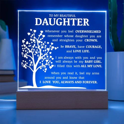 Personalized Acrylic Heart Plaque for Daughter - Inspirational Gift with Wooden Base