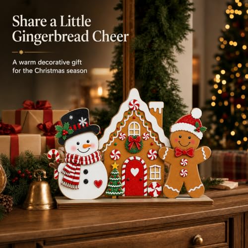 Christmas Indoor Decor Set with Wooden Scene - Festive Tabletop Display