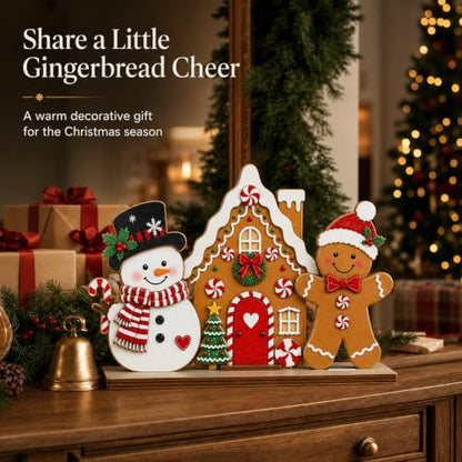 Christmas Indoor Decor Set with Wooden Scene - Festive Tabletop Display