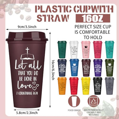30 Pcs Christian Coffee Cups with Bright Color & Inspirational Quotes - Bulk Religious Gift Set