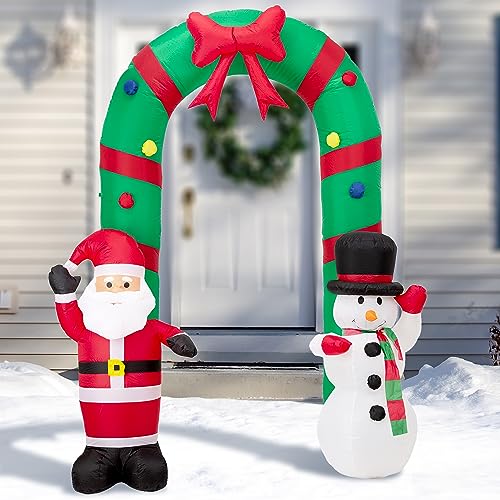 Inflatable Christmas Decor Santa & Snowman with LED Lights 8ft Yard Art Holiday Decorations