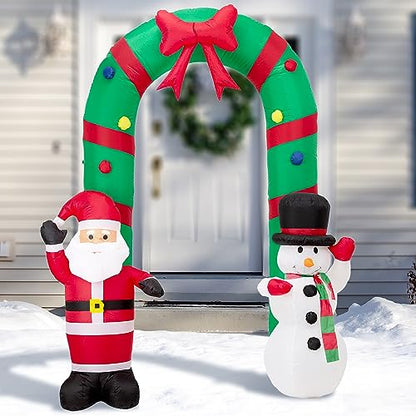 Inflatable Christmas Decor Santa & Snowman with LED Lights 8ft Yard Art Holiday Decorations
