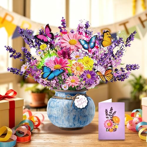 Lavender Birthday 3D Pop Up Card with Music & LED Lights – XUNXMAS