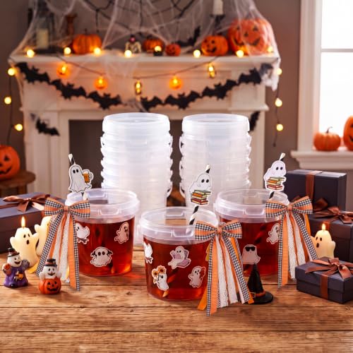 Halloween Plastic Drink Buckets Set with Ribbons and Accessories - 24 Pack