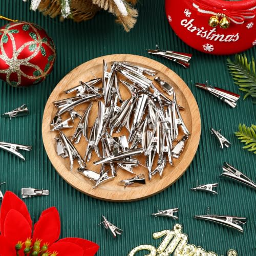 Silver Metal Clips for Christmas Ornaments - 60 Pack, Adjustable & Durable