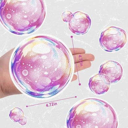 Pink-Purple Bubble Non Slip Bathtub Stickers Set with Scraper - 24PCS