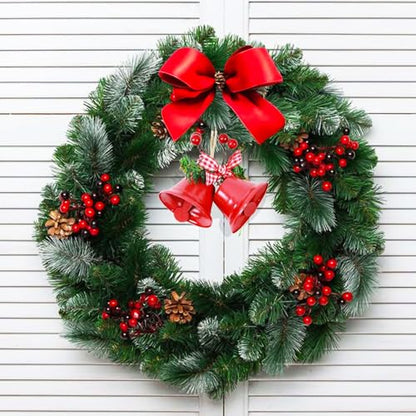 6 Pack 2-Inch Metal Jingle Bells Christmas Ornaments for Wreaths & Tree Decor - Red White Gold