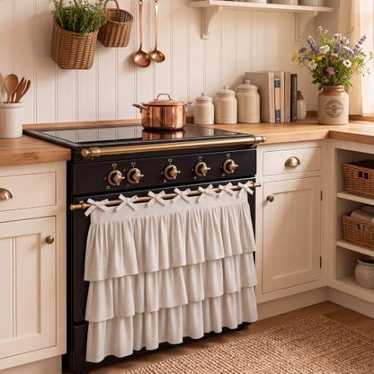 Farmhouse Linen Blend Oven Skirt Curtain for Kitchen Decor - Variations of Linen Blend