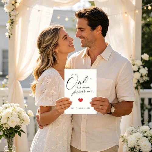 First Anniversary Card for Couples - One Year Celebration Gift Mu-392