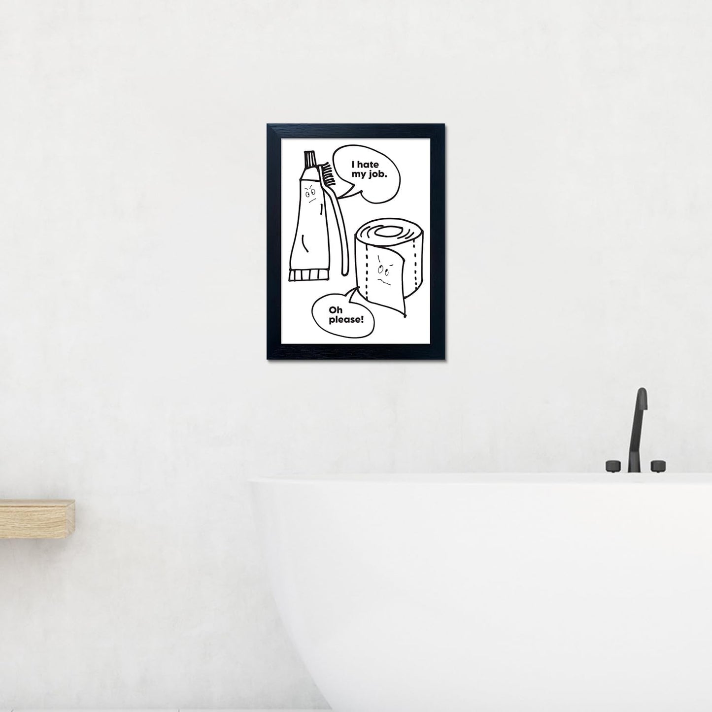 Regine Switzerland Black and White Bathroom Wall Art - Funny Quote Framed Canvas Print