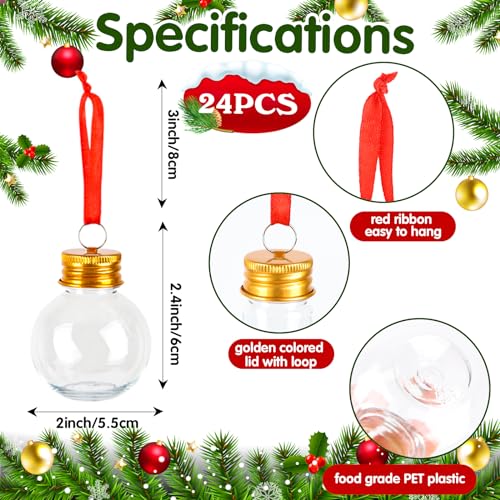 50ml Christmas Booze Balls Set - Fillable Holiday Tree Ornaments, Clear Plastic