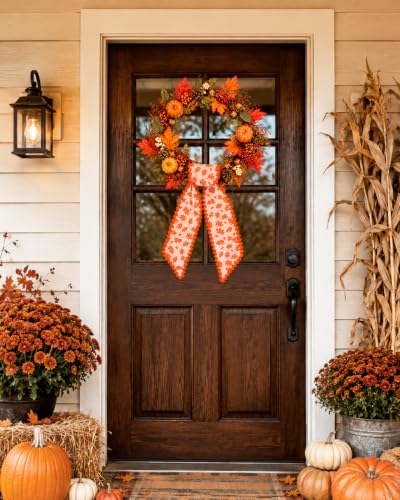 Autumn Wreath Sash Set for Front Door - Fall Decor, 2-Pack
