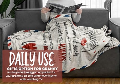 60x80 Inch Grandma Gift Flannel Throw Blanket for Granny - Letter Design