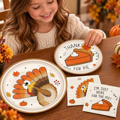 Thanksgiving Party Supplies Kit with Plates, Cups, Napkins, Tablecloth & Banner