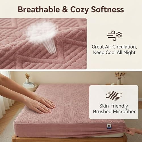 Fitted Mattress Protector Cover 59x78.7in Microfiber Deep Pocket Bedding Orange
