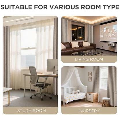 Joydeco Blackout Curtains for Bedroom - 108 Inch Long 100% Light Blocking 2 Panels Cappuccino Drapes, Thermal Insulated Room Darkening Curtains, Linen Textured for Living Room, Rod Pocket & Back Tabs