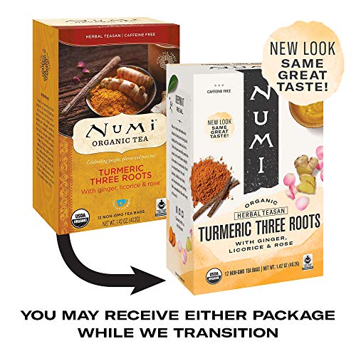 Numi Organic Tea Turmeric Tea, Three Roots,12 Bag(S),1.42 OZ(40.2G)