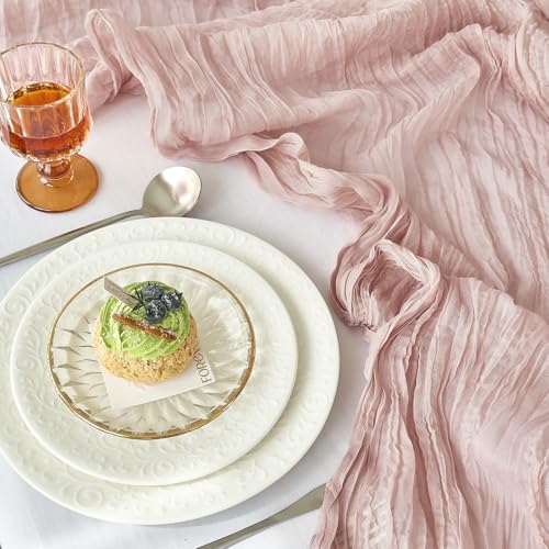 Dusty Pink Cheesecloth Table Runner 10ft Pack for Fall Birthday Party Home Decor