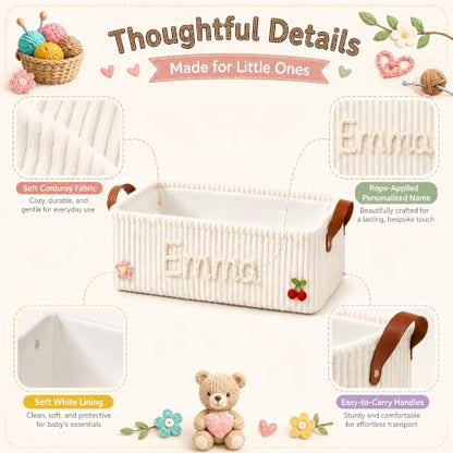 Personalized Baby Storage Basket with Name and Style 01 - Nursery Organizer