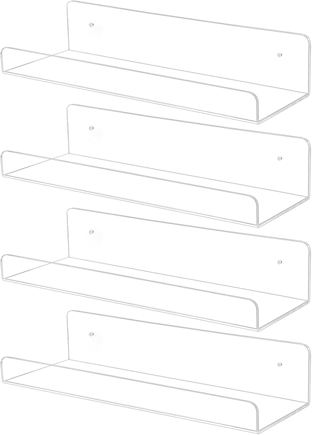 TONICE 4 Pack Acrylic Wall-Mounted Floating Shelves - Stylish Storage for Bedroom, Bathroom & Office