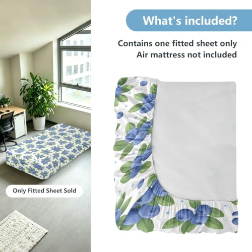 Queen Size Blueberries Pattern Air Mattress Sheet with Zipper - Soft & Deep Pocket