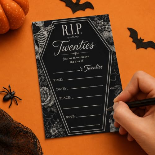 Gothic Death to My 20s Party Invite Coffin Variation - 25 Invitations & Envelopes