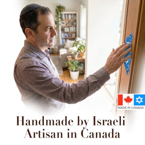 Modern Acrylic Jewish Mezuzah Case with Map Design - Weatherproof, Handmade in Canada, Soft Blues / Map Variation