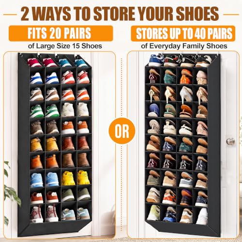 Black Over-the-Door Shoe Organizer 40 Pockets 10-Tier Shoe Rack