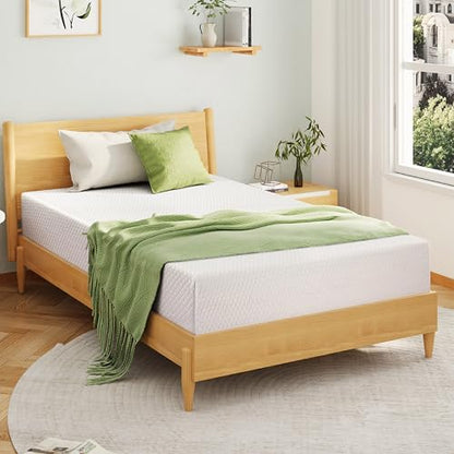 EGOHOME 5 Inch Twin Mattress for Kids, Memory Foam Mattress with Cooling Green Tea Gel, Relieve Pressure with Medium Firm Support, CertiPUR-US Certified, 75''L x 38''W, White