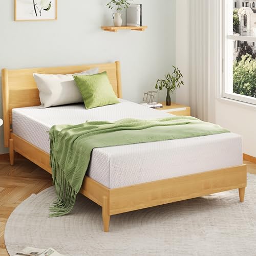 EGOHOME 5 Inch Twin Mattress for Kids, Memory Foam Mattress with Cooling Green Tea Gel, Relieve Pressure with Medium Firm Support, CertiPUR-US Certified, 75''L x 38''W, White