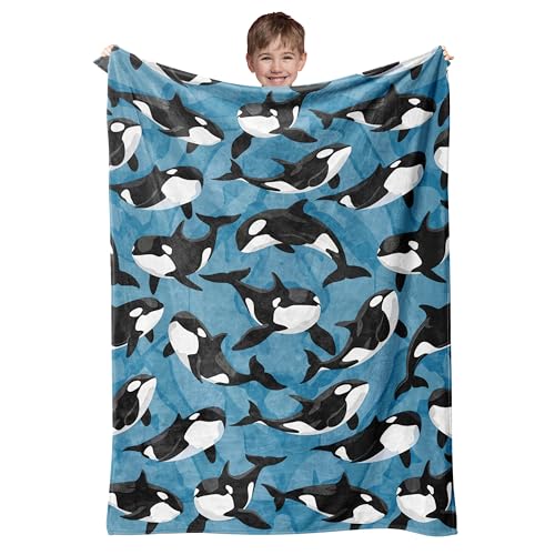 Killer Whale Throw Blanket Kids Orca Blanket 80x60 Cozy Soft Plush Gift
