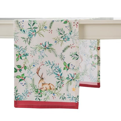 Maison d' Hermine Holly Time Table Runner 14.5" x 108" Cotton Holiday Decor