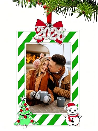 Green Photo Frame Ornament - Metal Xmas Tree Decor for Family & Wedding Photos - 2026