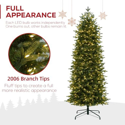 7.5 Ft Slim Prelit Christmas Tree with 400 Warm White LEDs - Green