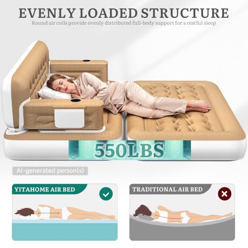 Queen Size Inflatable Air Sofa Bed with Headboard and Pump