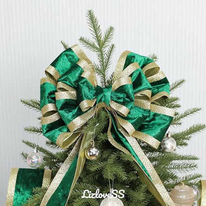 Green Crushed Velvet Wired Ribbon 4 Inch x 10 Yards - Elegant Holiday Decor