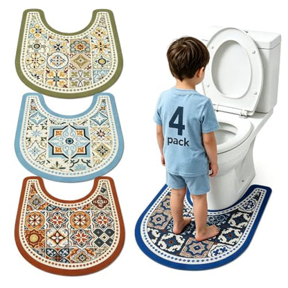 Multi Color 4-Pack U Shaped Washable Toilet Mats for Potty Training & Incontinence