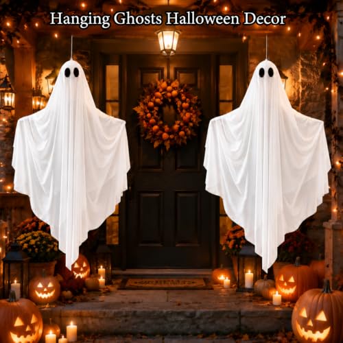 4 FT Hanging Ghost Decorations - Halloween Decor Indoor Outdoor 2 Pack