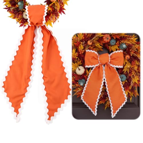 Fall Wreath Sash for Front Door - Orange Satin DIY Embroidery Accessory - 5x54 Inches (Variation: Orange / 1)