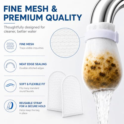 300 Pack Faucet Filter Bags - Mesh Water Filter Sleeves for Kitchen & Bathroom