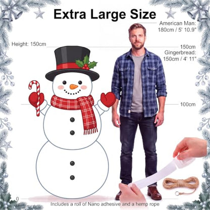 Giant Snowman Door Sign Decorations for Christmas Front Door - Snowman Variation