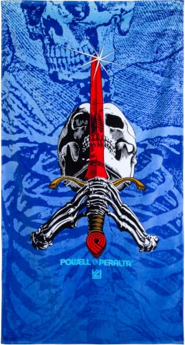 Powell Peralta Skull & Sword Beach Towel Blue Fade 36 x 68 Inches