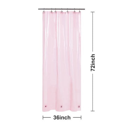 Barossa Design Clear Pink Stall Shower Curtain Liner with 3 Magnets - 36" x 72" Waterproof Lightweight PEVA Plastic Narrow Shower Liner for Small Bathroom, Metal Grommets - Clear Pink